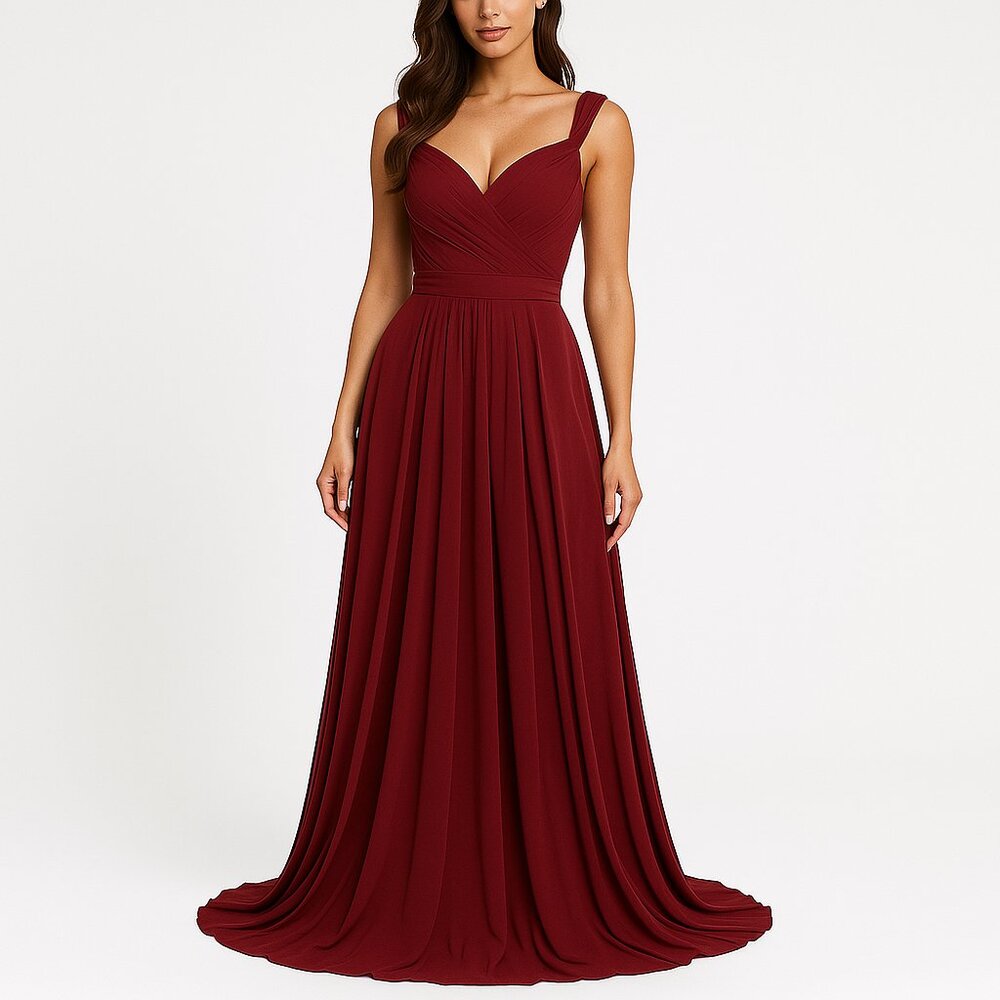 Kleinfeld Floor-Length Cranberry Dress – Size 16 (Plus Size)